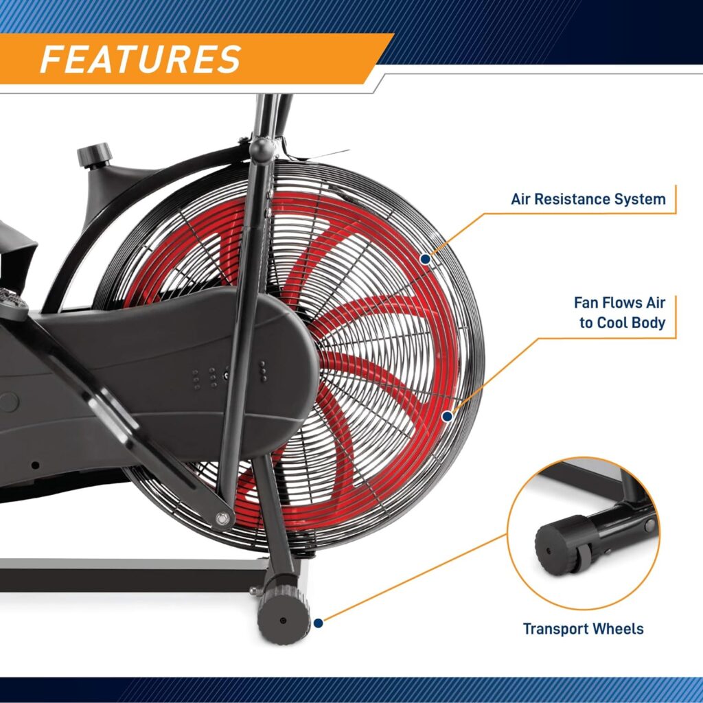 Marcy Air-Resistance Exercise Fan Bike With Dual Acction Handlebars