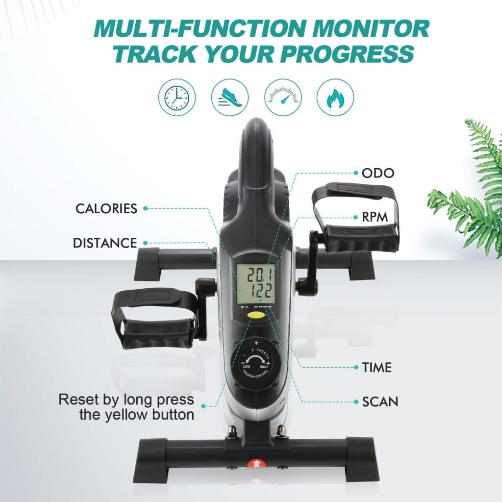 Under Desk Bike Pedal Exerciser, ANCHEER Magnetic Mini Exercise Bike for Arm Leg Recovery, Physical Therapy Leg Exerciser While Sitting for Home and Office Fitness