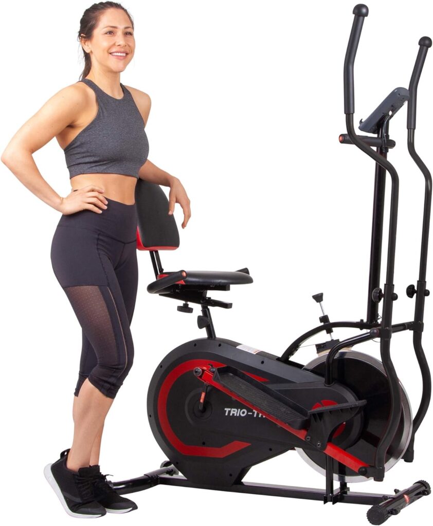 [BODY POWER] - 2nd Gen, PATENTED 3 in 1 Exercise Machine, Elliptical with Seat Back Cushion, Upright Cycling, and Reclined Bike Modes - Digital Computer Targets Different Body Parts, BRT5118