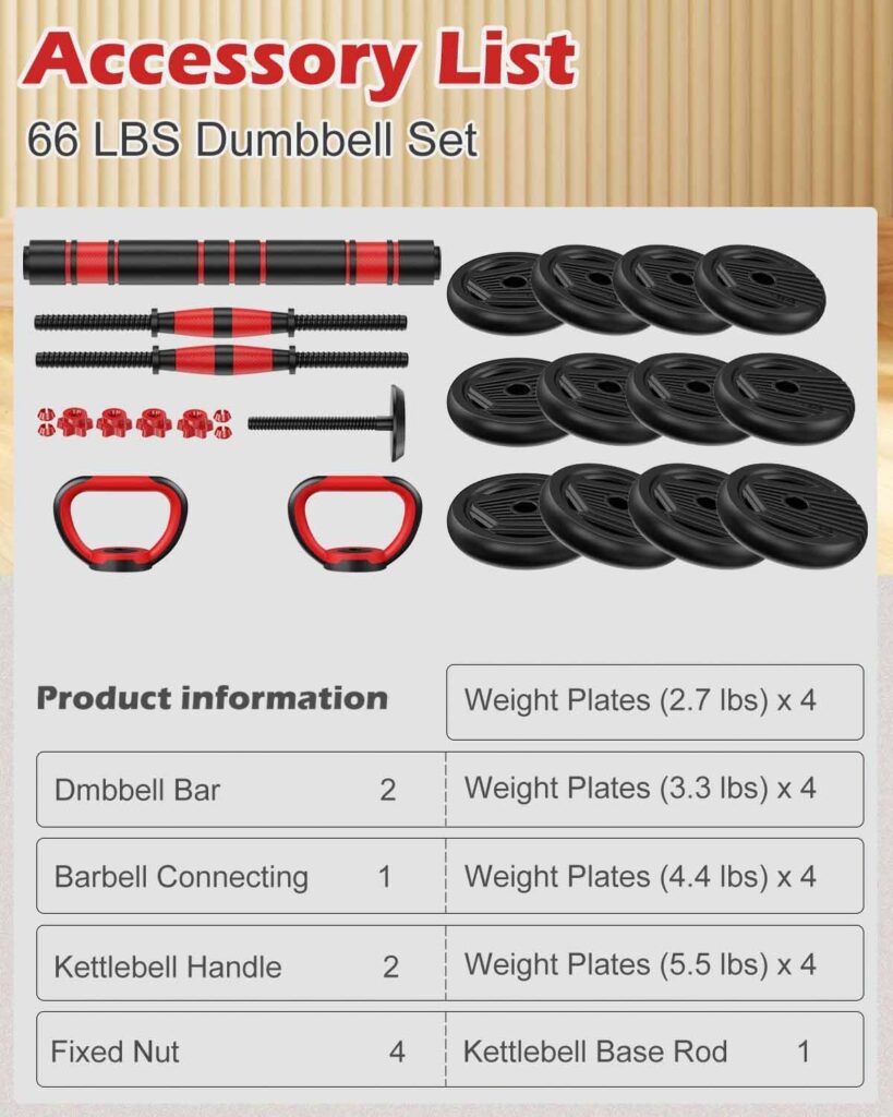 Prapark Adjustable Dumbbell Set - Free Weights Set with Connector - 4 in1 Weights Dumbbells Set Used as Barbell, Kettlebells, Push up Stand - Fitness Exercises for Home Gym Exercises