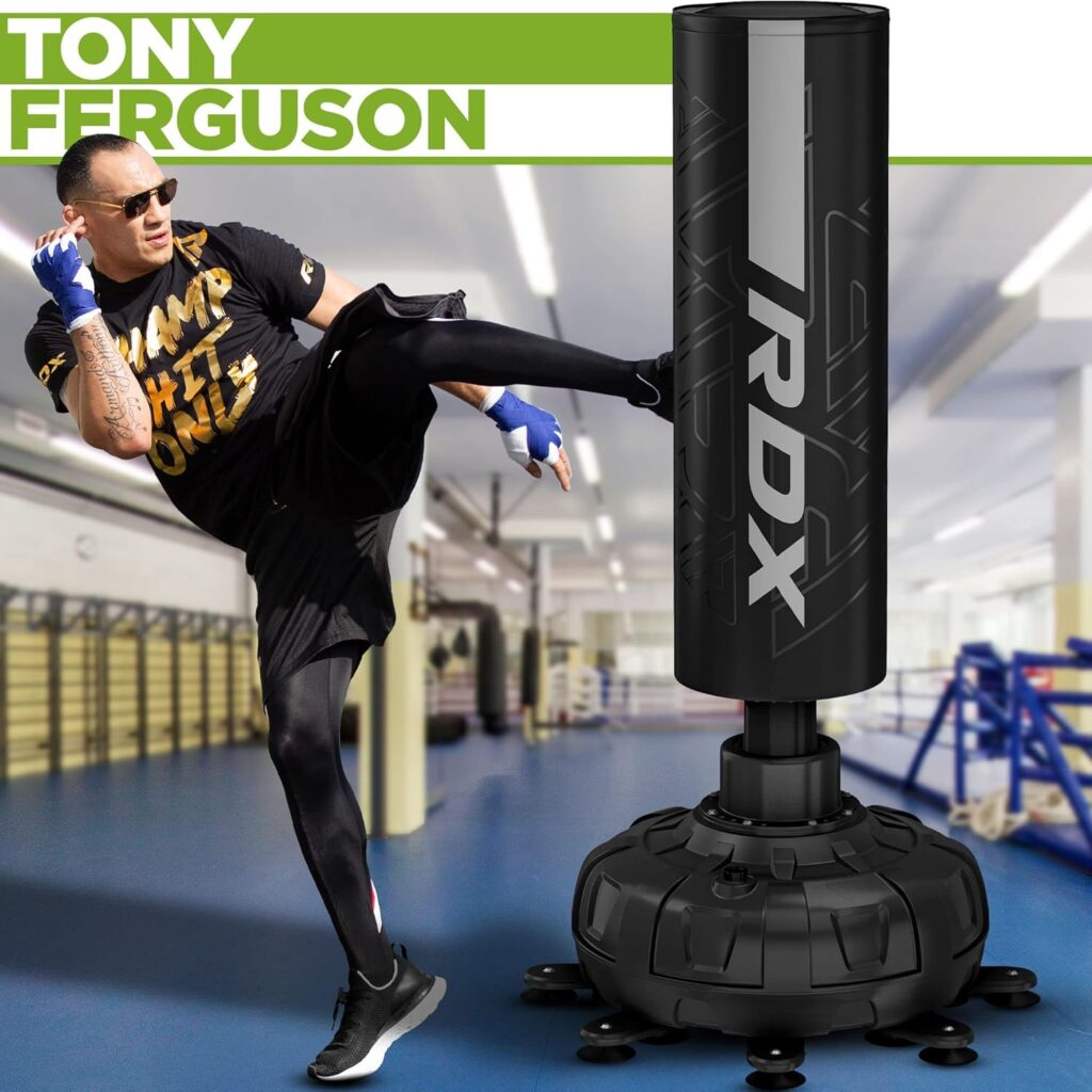 RDX XXL 330LBS Freestanding Punching Bag with Cover  Gloves – 72” Adult Heavy Pedestal Punch Bag Set - 17 Suction Cup 8 Extended Legs Stand Base - Kick Boxing MMA Muay Thai Home Gym Fitness Training