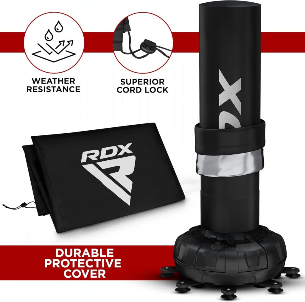 RDX XXL 330LBS Freestanding Punching Bag with Cover  Gloves – 72” Adult Heavy Pedestal Punch Bag Set - 17 Suction Cup 8 Extended Legs Stand Base - Kick Boxing MMA Muay Thai Home Gym Fitness Training