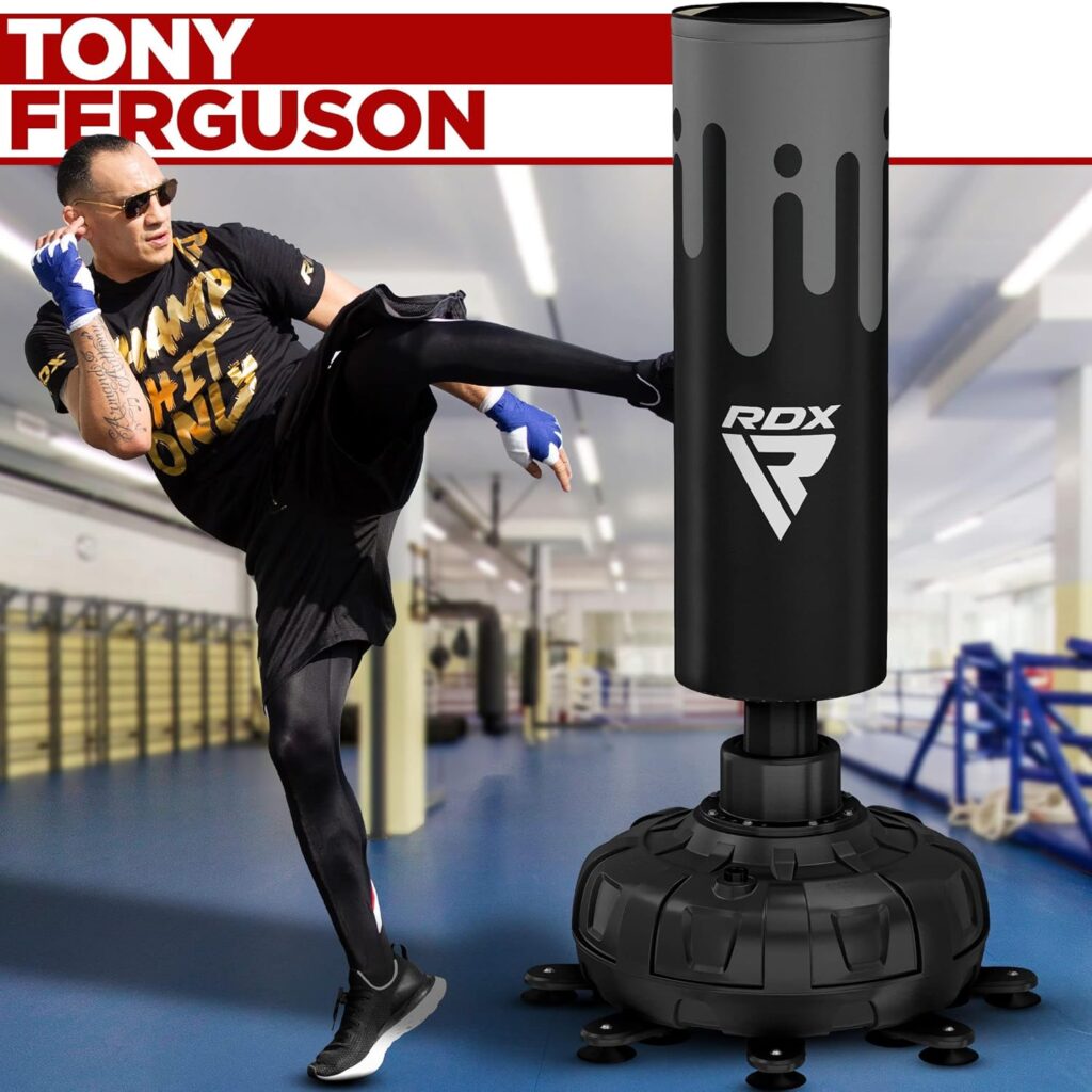 RDX XXL 330LBS Freestanding Punching Bag with Cover  Gloves – 72” Adult Heavy Pedestal Punch Bag Set - 17 Suction Cup 8 Extended Legs Stand Base - Kick Boxing MMA Muay Thai Home Gym Fitness Training
