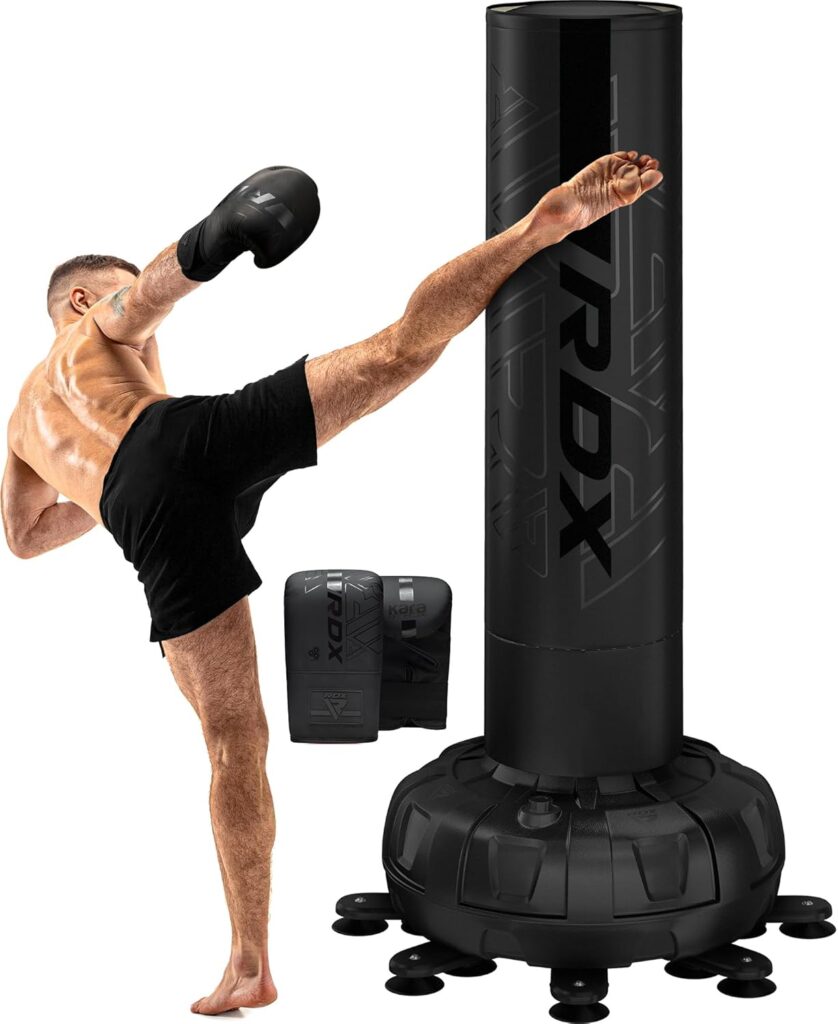 RDX XXL 330LBS Freestanding Punching Bag with Cover  Gloves – 72” Adult Heavy Pedestal Punch Bag Set - 17 Suction Cup 8 Extended Legs Stand Base - Kick Boxing MMA Muay Thai Home Gym Fitness Training
